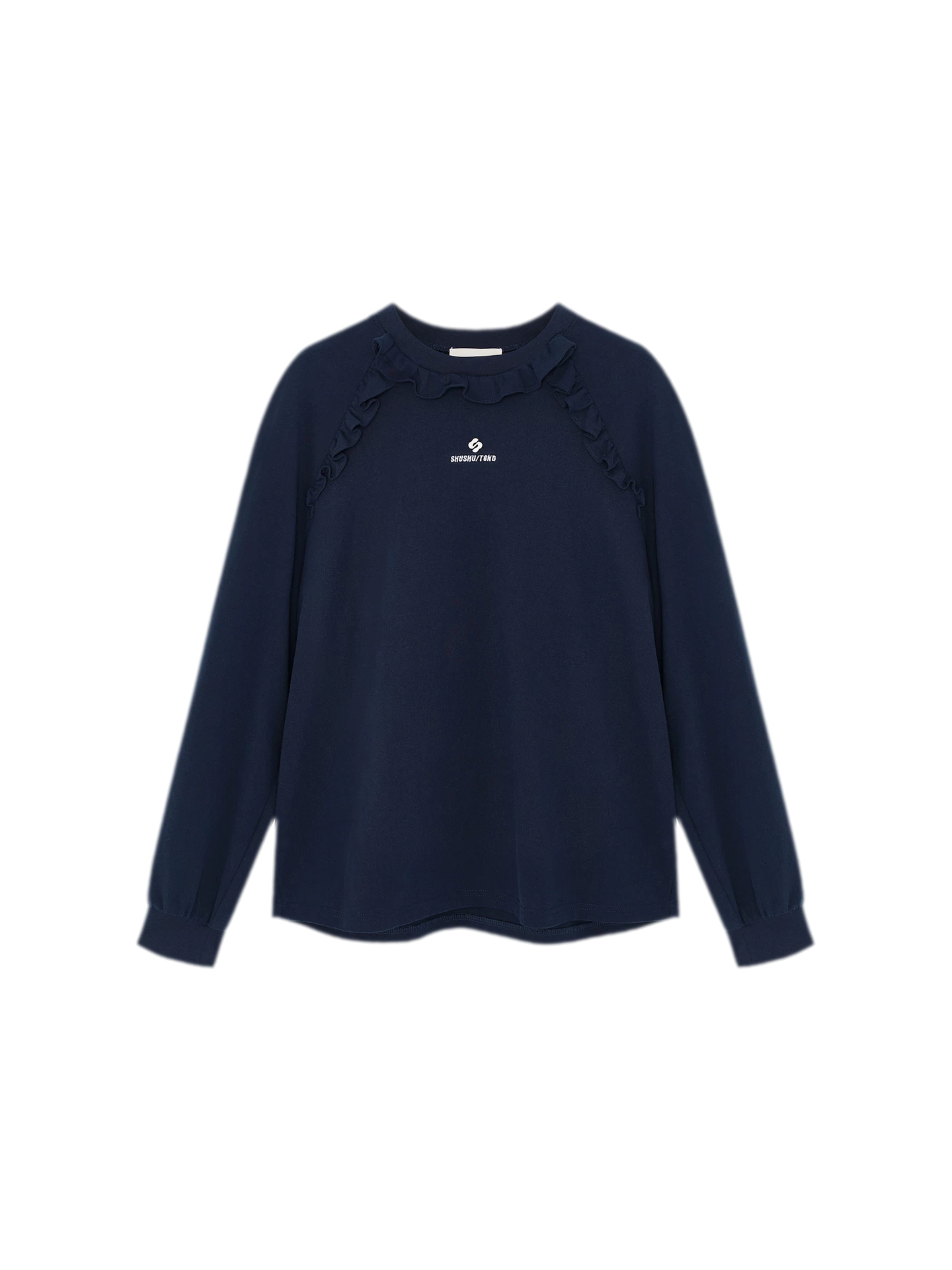 Ruffled Relaxed Cotton Long-Sleeve Tee