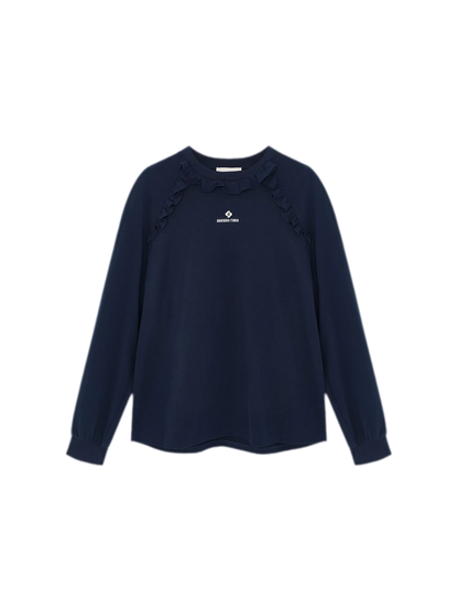 Ruffled Relaxed Cotton Long-Sleeve Tee