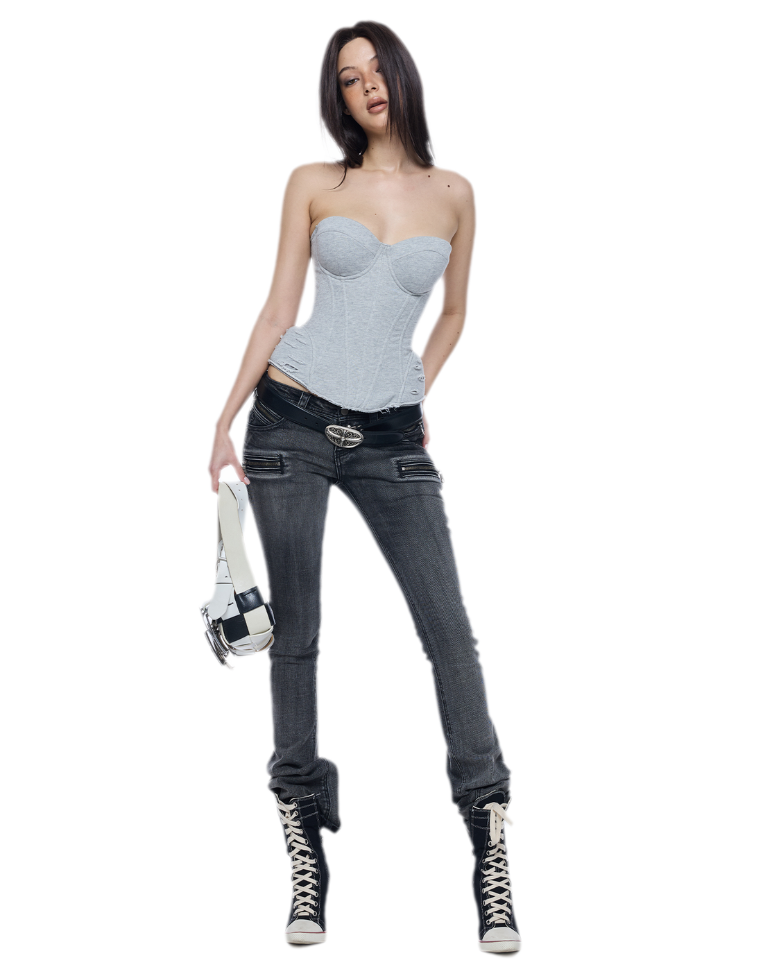 Washed Cotton Corset Bustier