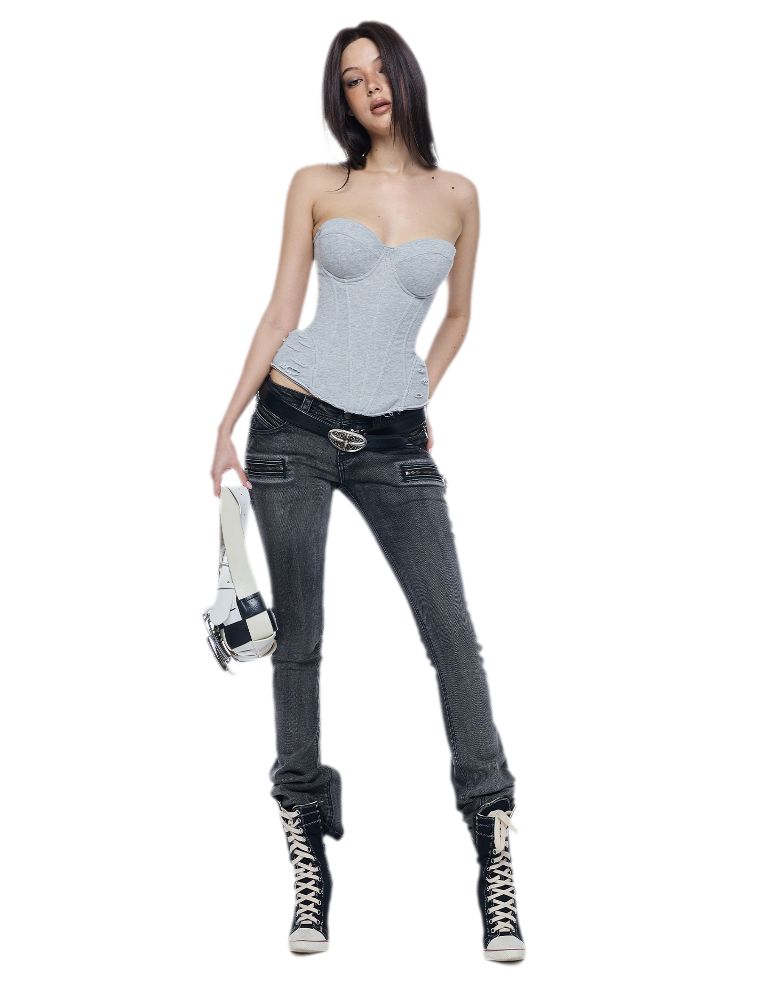 Washed Cotton Corset Bustier