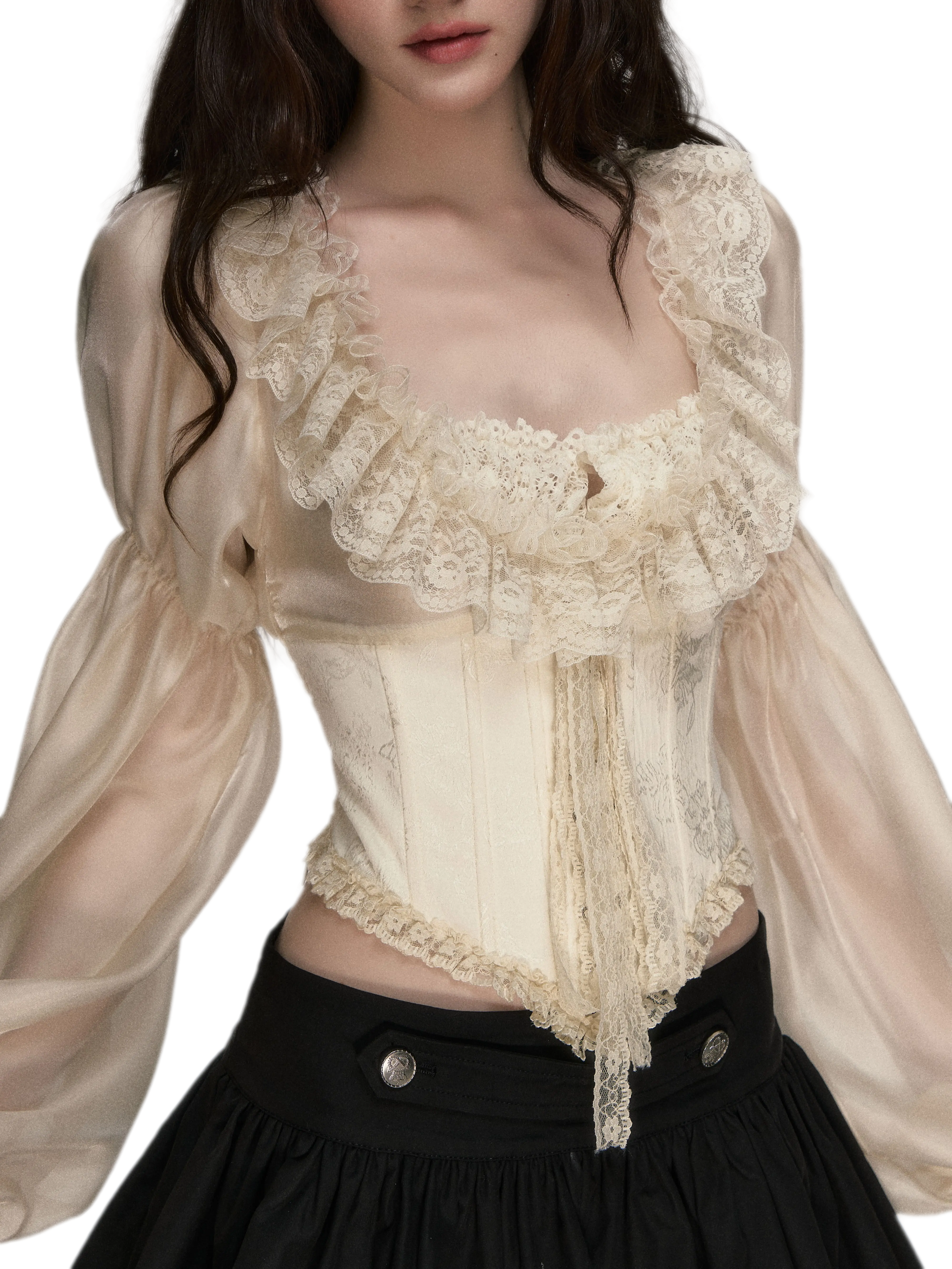 Lace Jacquard Corset Top