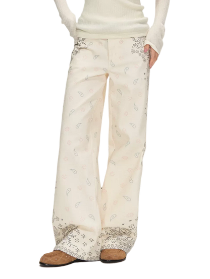 Vintage Paisley Print Relaxed Wide-Leg Pants