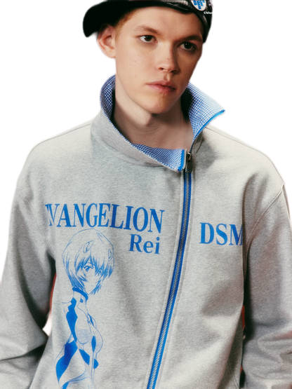 Diagonal Zip Hoodie Cardigan