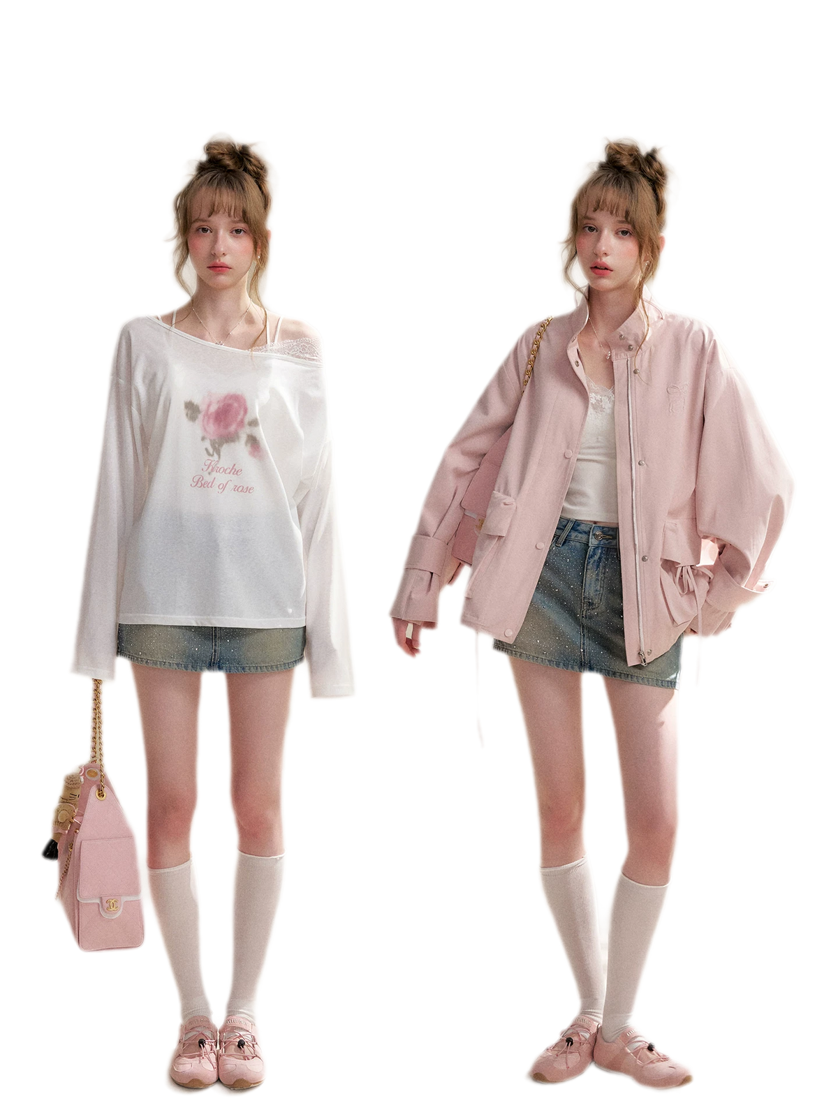 Rhinestone A-Line Denim Skirt