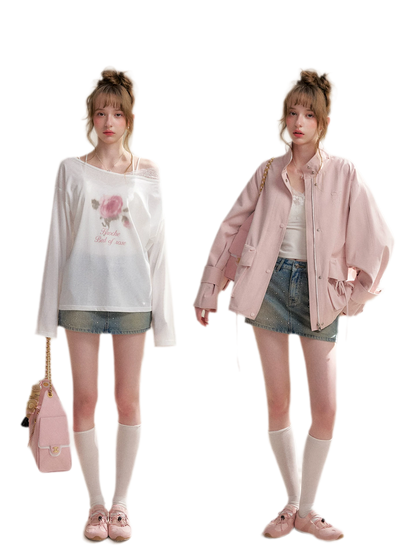 Rhinestone A-Line Denim Skirt