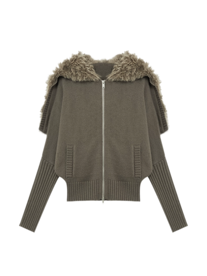 Textured Batwing Hooded Cardigan