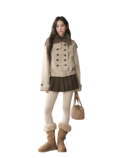 Cappotto corto in lana doppiopetto
