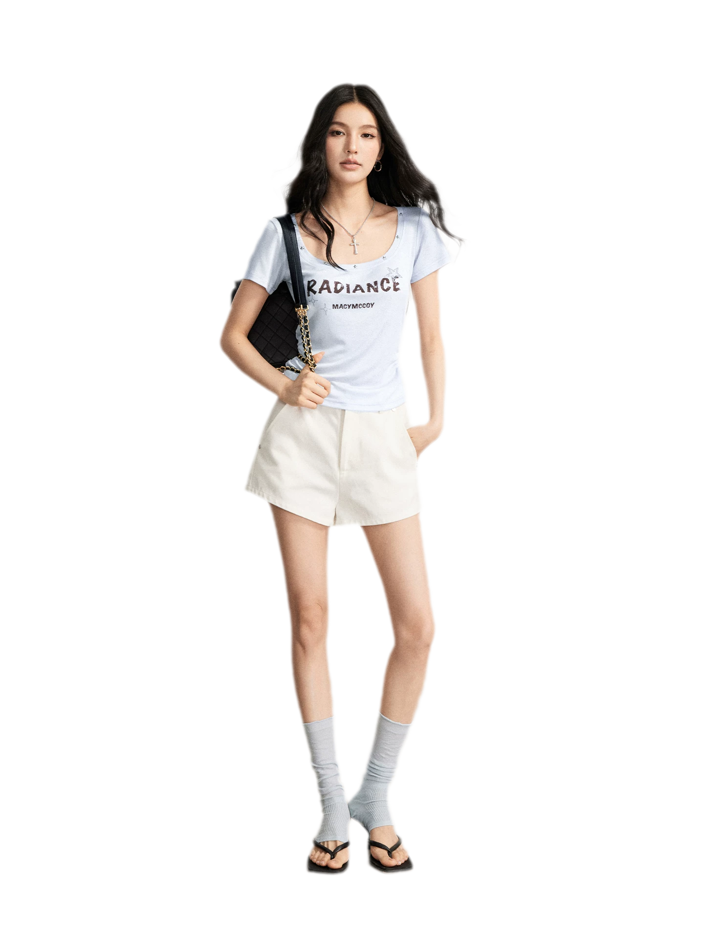 Tencel U-Neck Logo T-Shirt