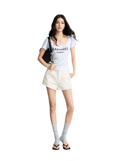 Tencel U-Neck Logo T-Shirt