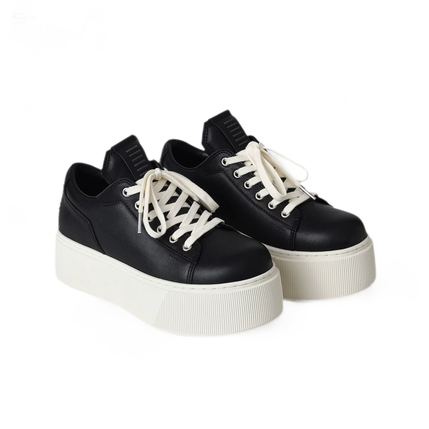 Sculptural Leather Thick-Soled Sneakers