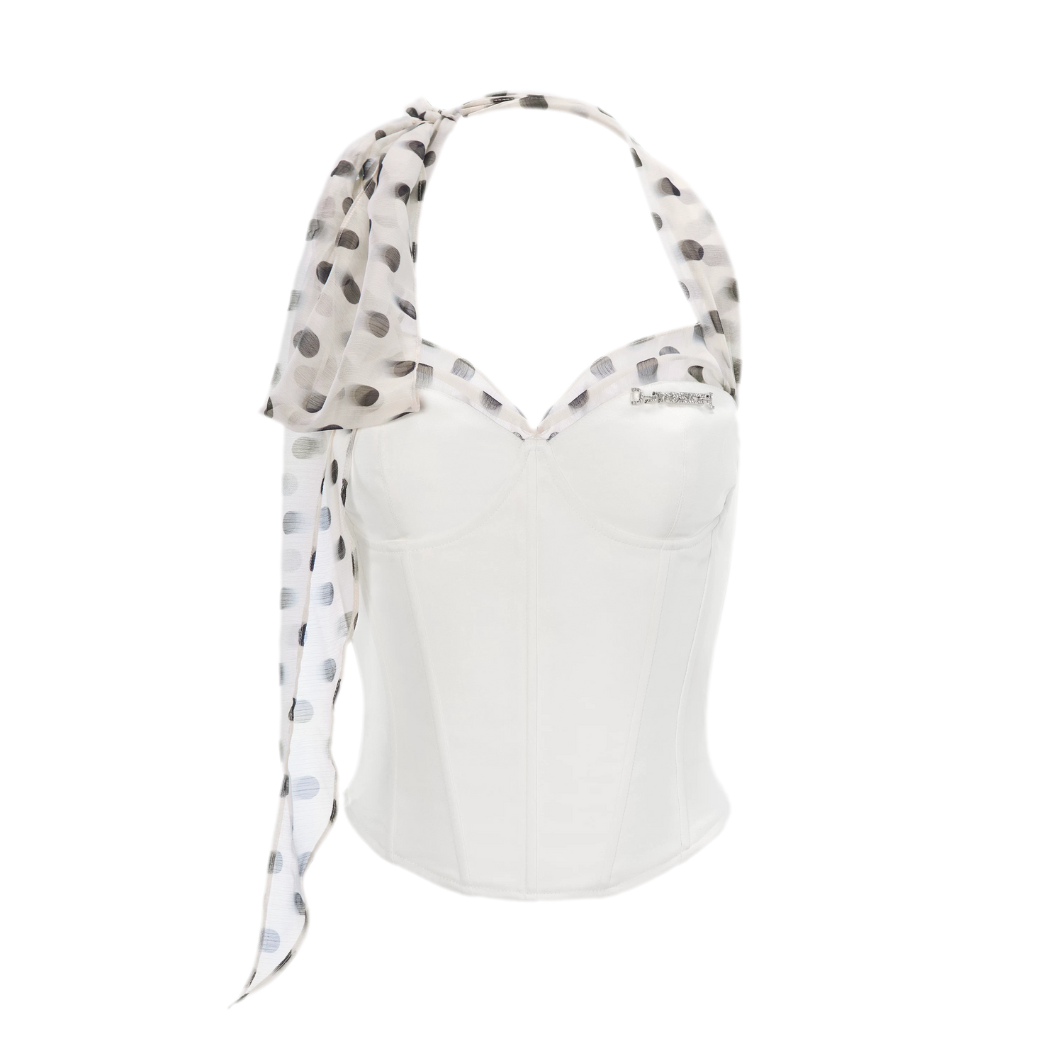 White Polka Dot Chiffon Corset