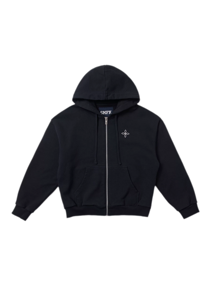 Cross Statue Oversized Zip-Up Hoodie