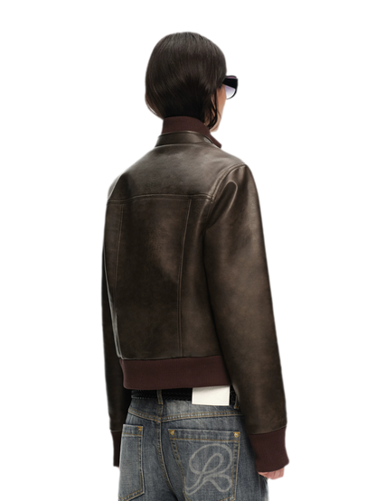 Matte Cropped Biker Jacket