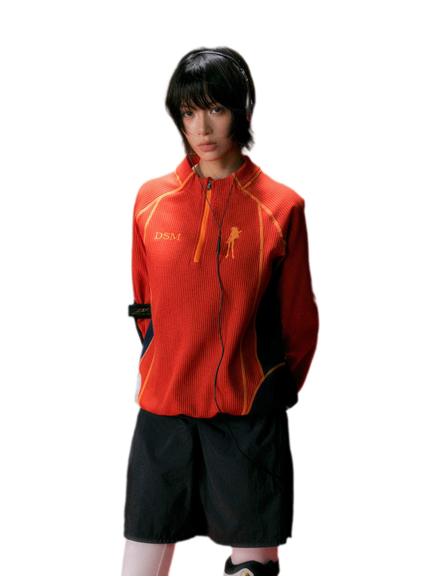 Waffle-Knit Colorblock Combat Top