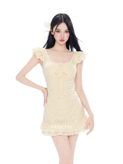 Eyelet Ruffle Swim Dress