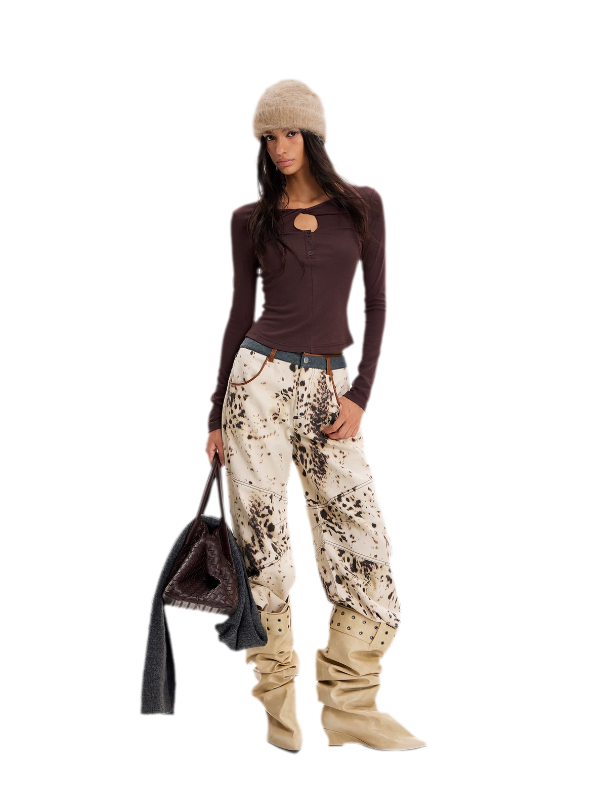 Pointed Slouchy Knee-High Boots