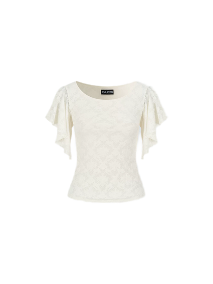 Lace Textured Flutter Tee