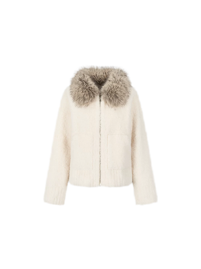 Plush Contrast Collar Jacket