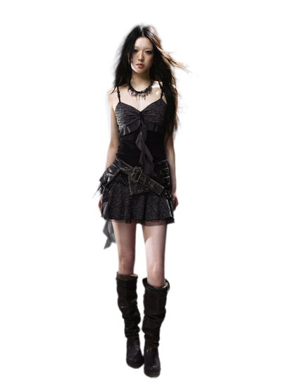 Ruched Mesh Strap Dress