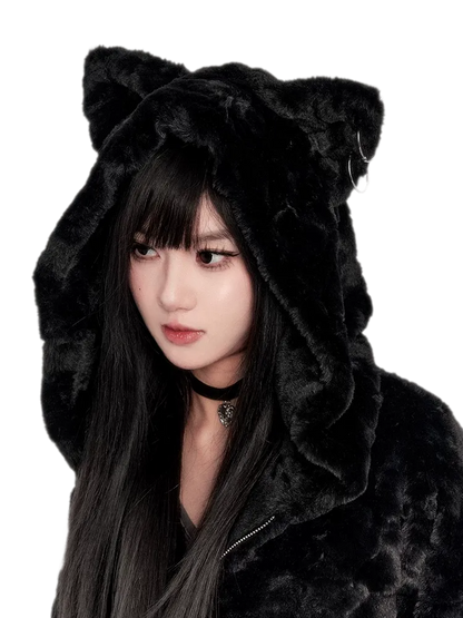 Eco Faux Fur Cat-Ear Hoodie