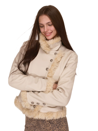 Куртка из PU с отделкой из искусственного меха