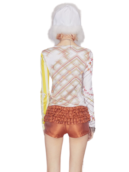 Layered Ruffle Low-Rise Shorts