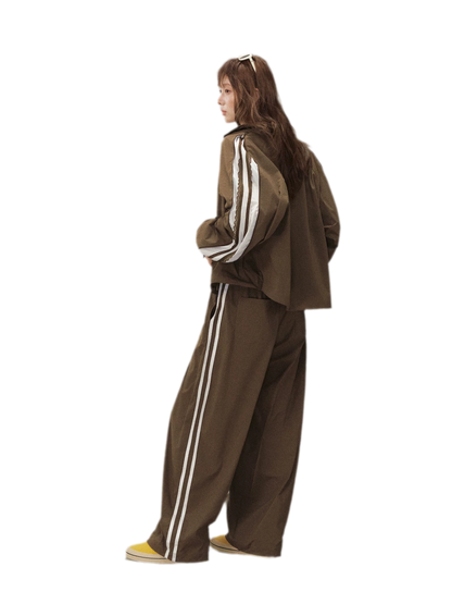 Stripe Tape Wide-Leg Pants