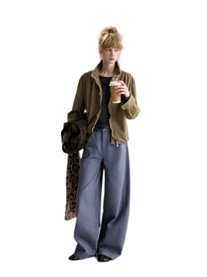 Gathered Suede Cropped Jacket