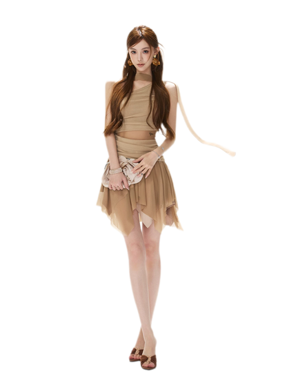Mesh Drape Mini Dress