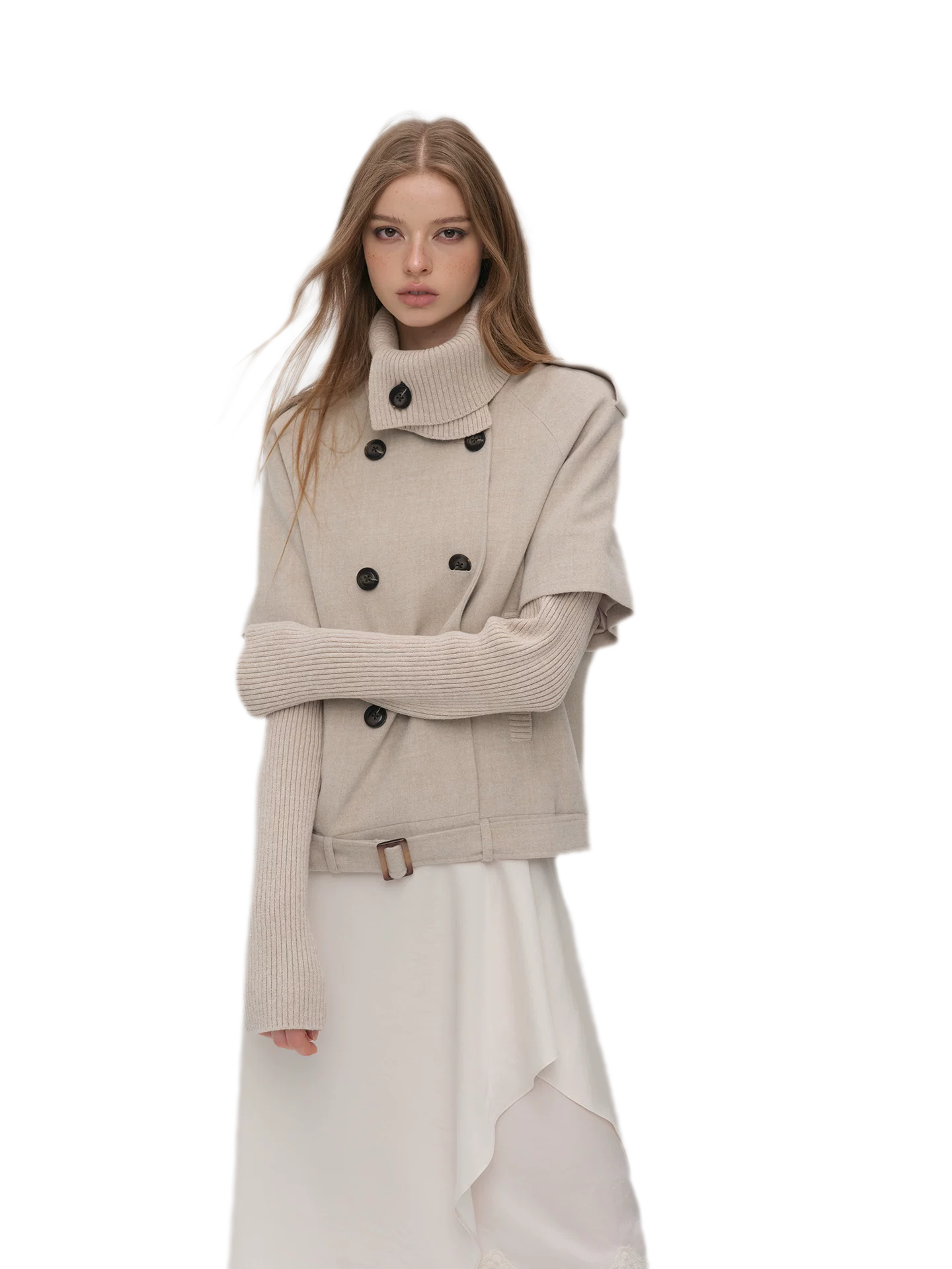 Cape Collar Cropped Jacket