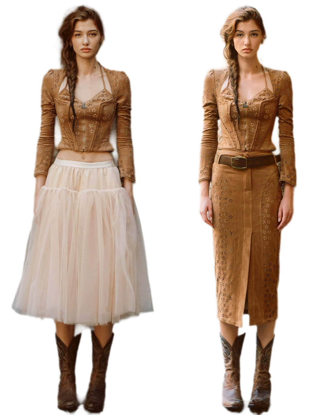 Suede Corset Skirt Set