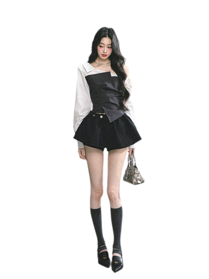 Chemise courte asymétrique
