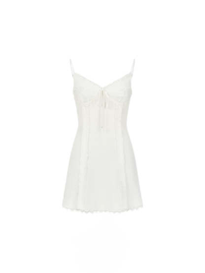 French Style Bow Tie Waist A-Line Dress