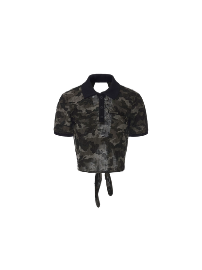 Lightweight Camouflage Polo with Back Tie Detail
