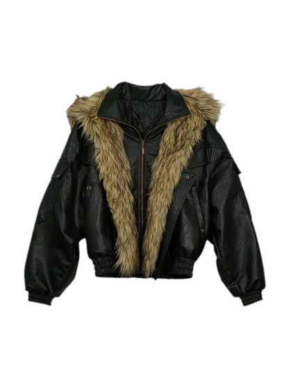 Detachable Fur Collar Flight Jacket