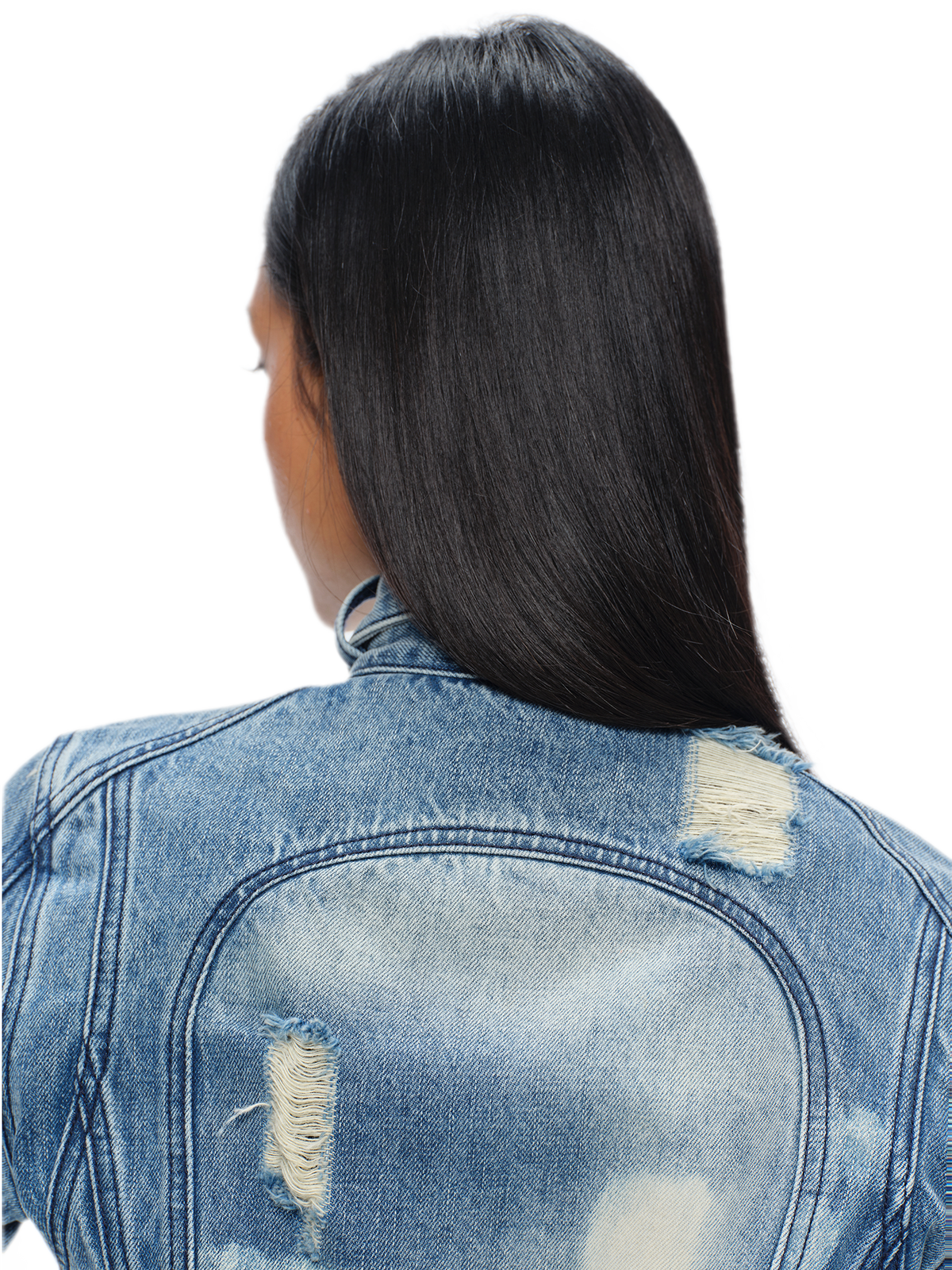 Distressed Cropped Denim Jacket