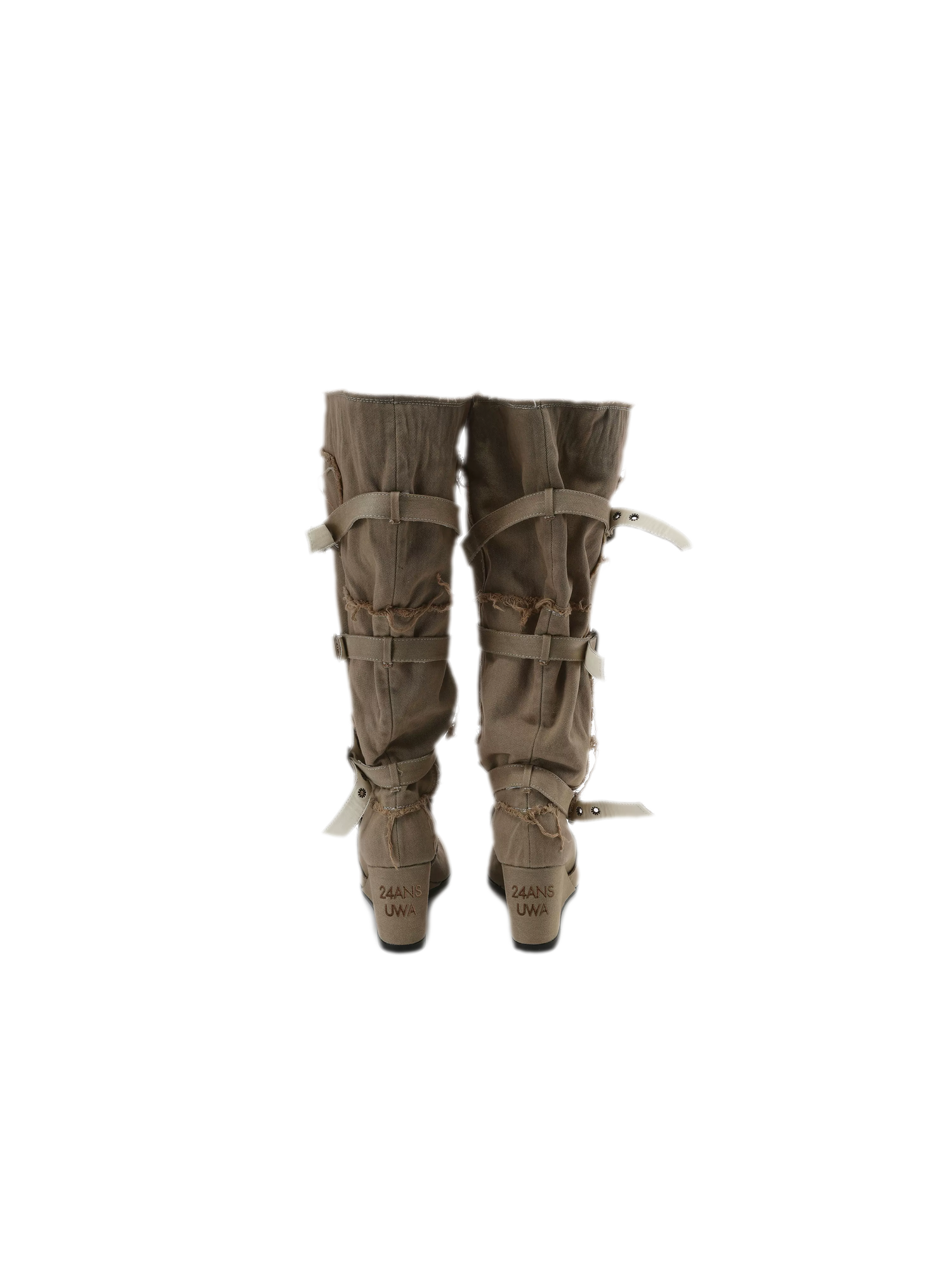 Distressed Pleated Wedge Boots