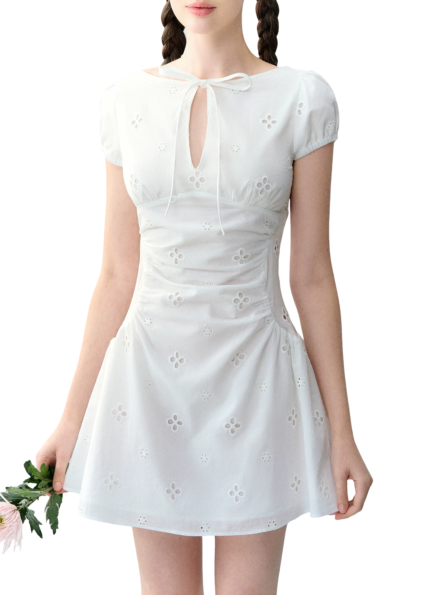 Vintage Embroidered Tie Waist Dress