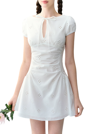 Vintage Embroidered Tie Waist Dress