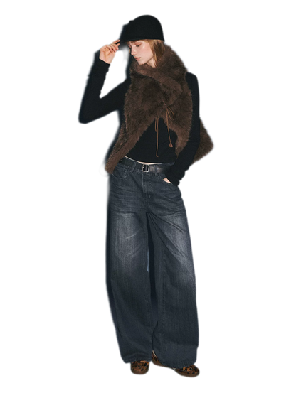 Plush Faux Fur Cropped Vest