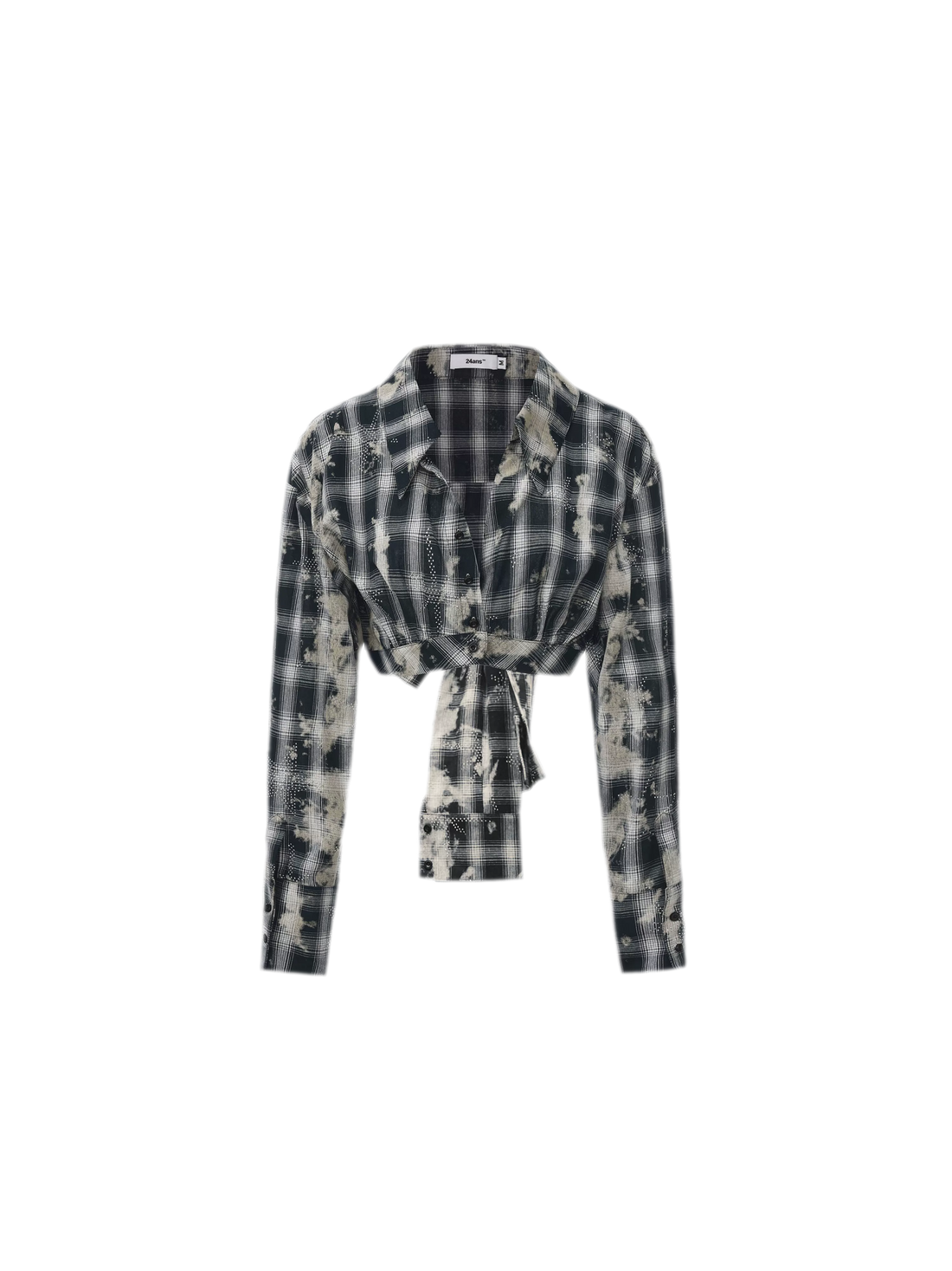 Distressed Plaid Cropped Shirt