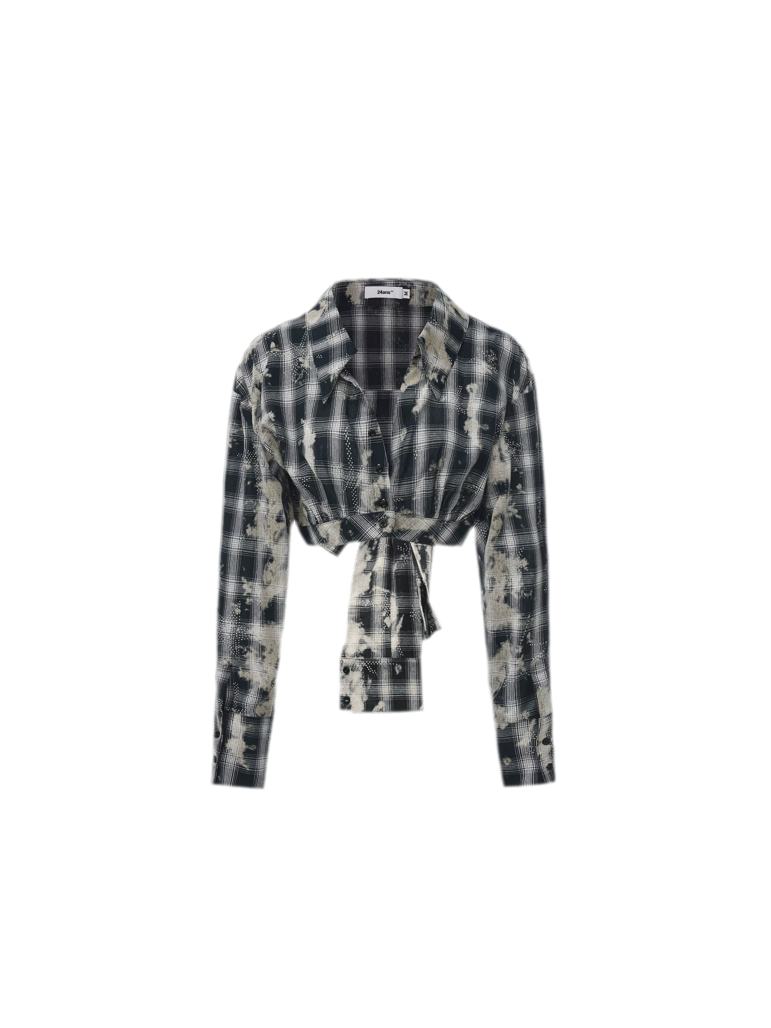 Distressed Plaid Cropped Shirt