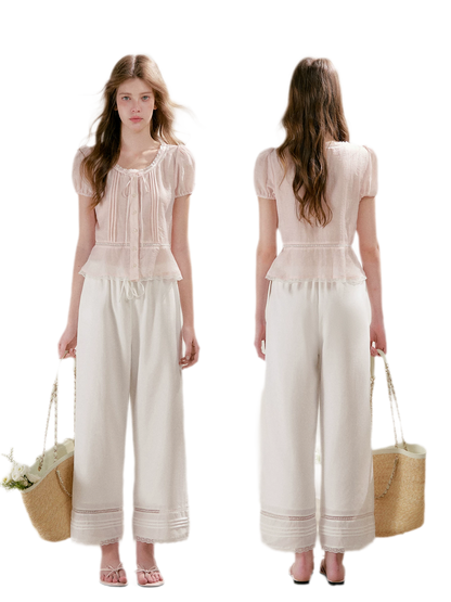 Tencel Linen Cropped Straight-Leg Pants