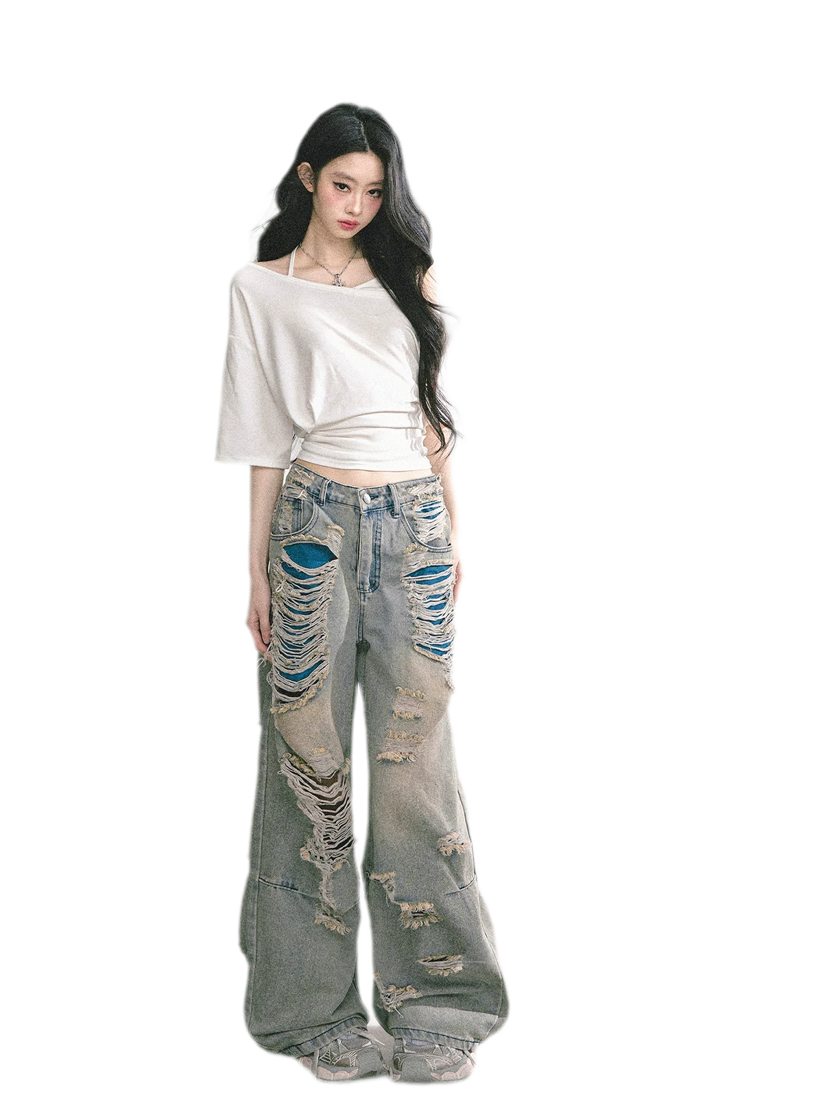 Asymmetric Beaded Off-Shoulder Top