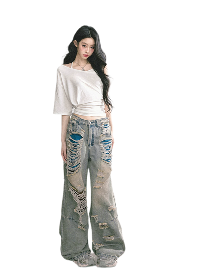 Asymmetric Beaded Off-Shoulder Top