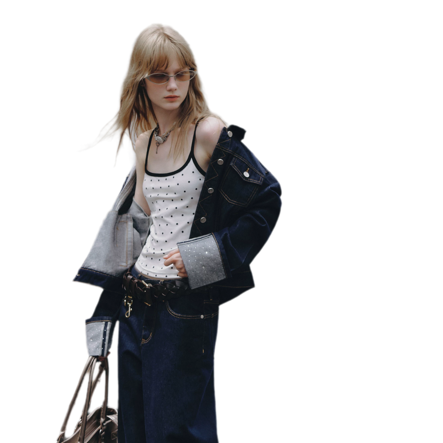 Studded Cropped Denim Set