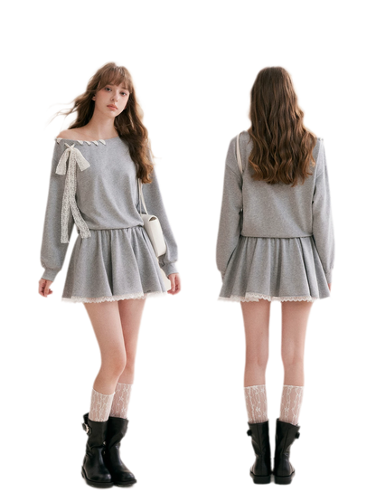 Lace Trim Off-Shoulder Dress