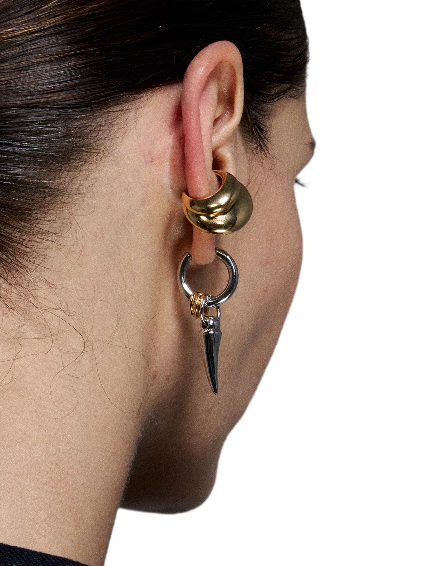 Gold &amp; Silver Tooth Design Earrings
