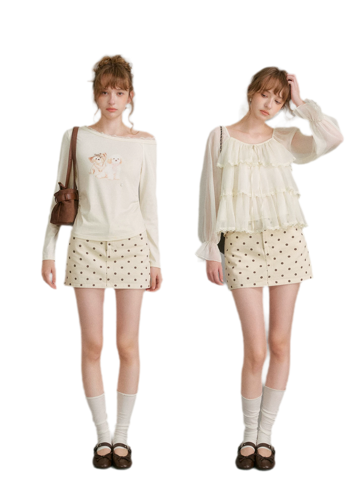 تنورة دنيم بقصة A منقطة