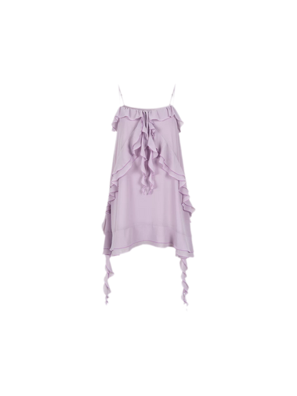 Lavender Purple Chiffon Ruffle Summer Dress